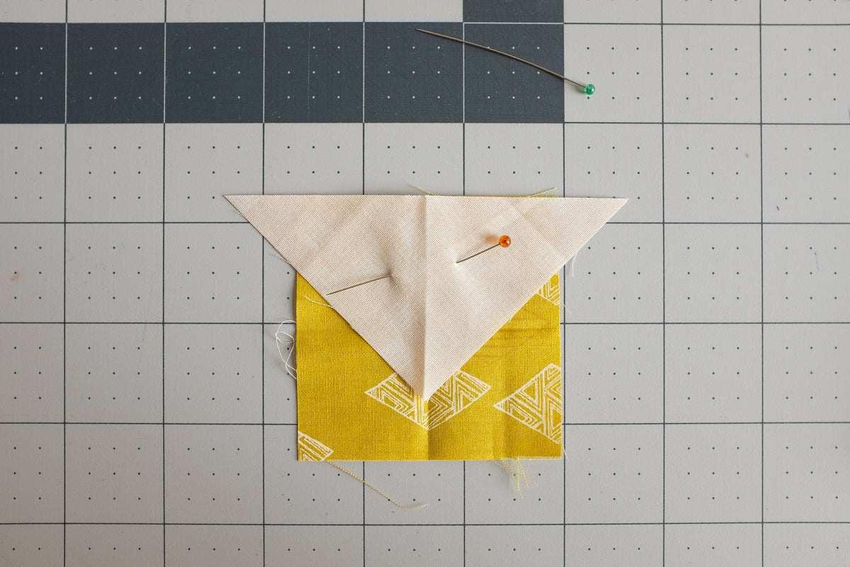 The Weekend Quilter tutorial how-to make and square up (or trim) square-in-a-square block unit pin triangle to square