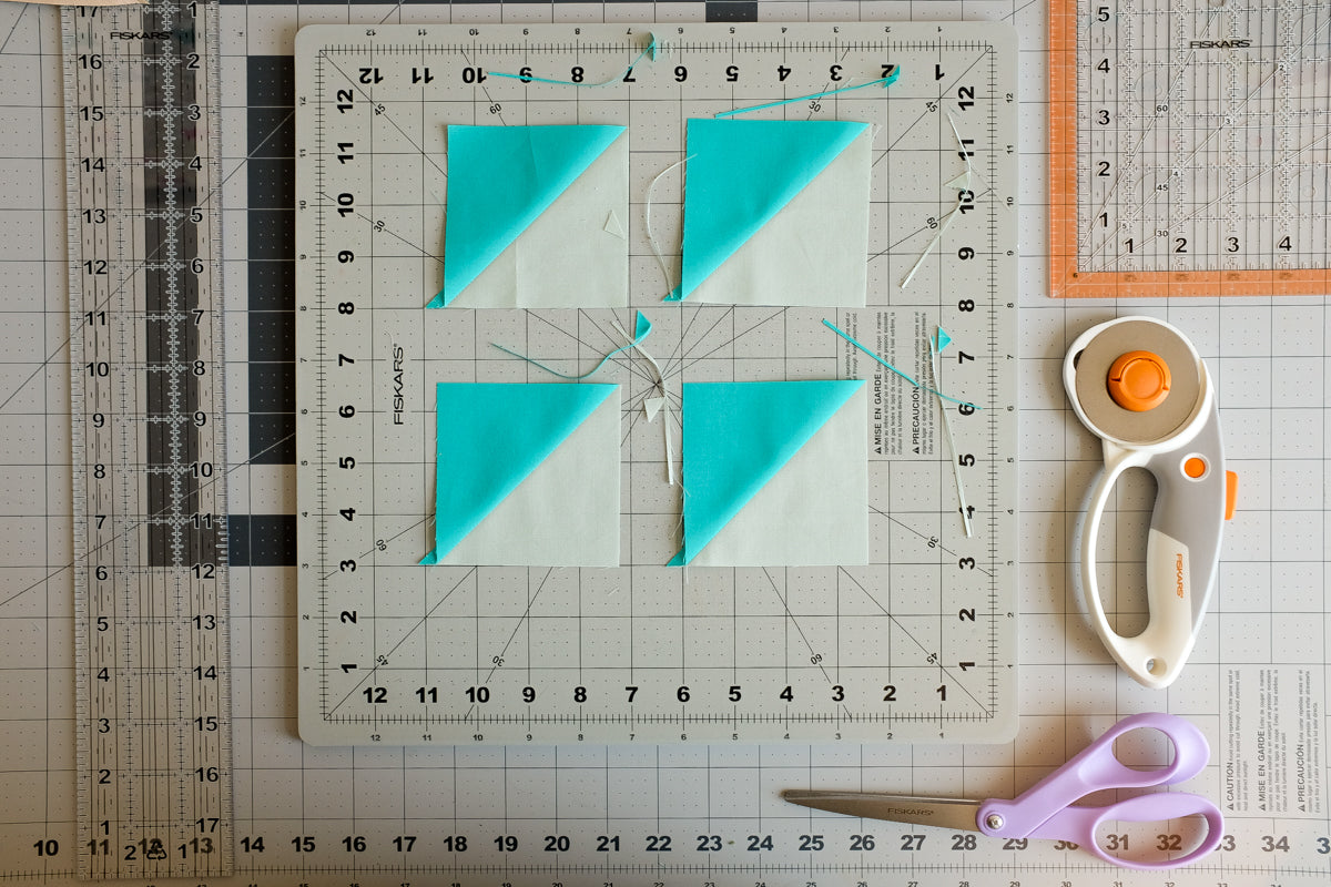 The Weekend Quilter x Fiskars Top 5 Tips on Trimming (squaring up) Half-Square Triangles