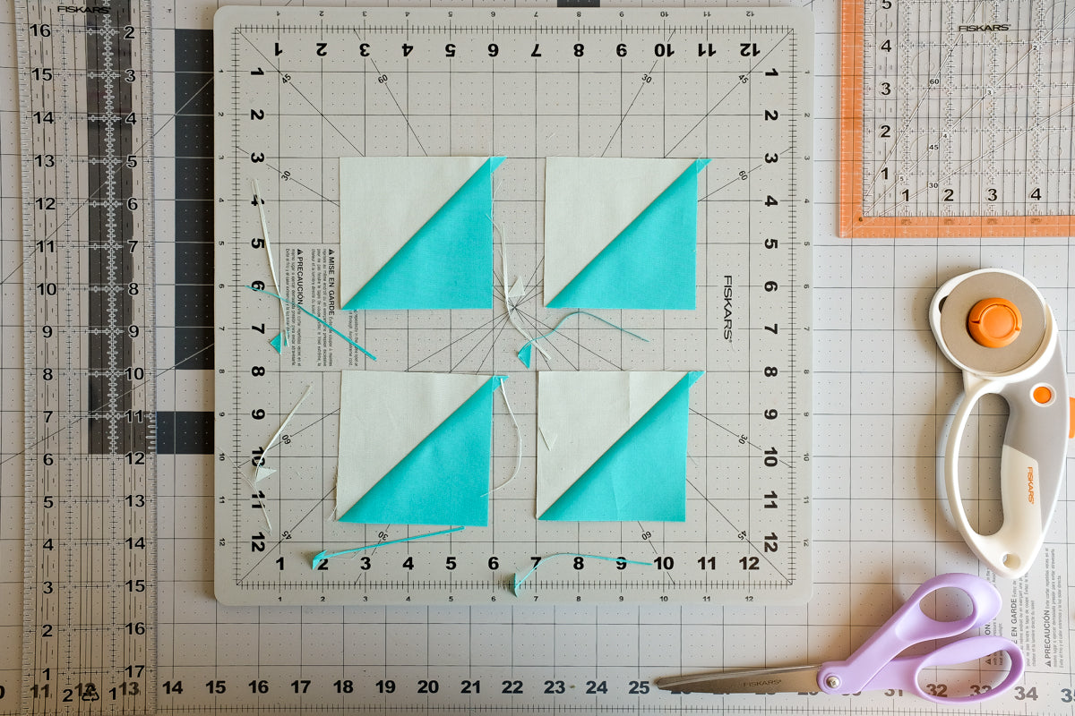 The Weekend Quilter x Fiskars Top 5 Tips on Trimming (squaring up) Half-Square Triangles