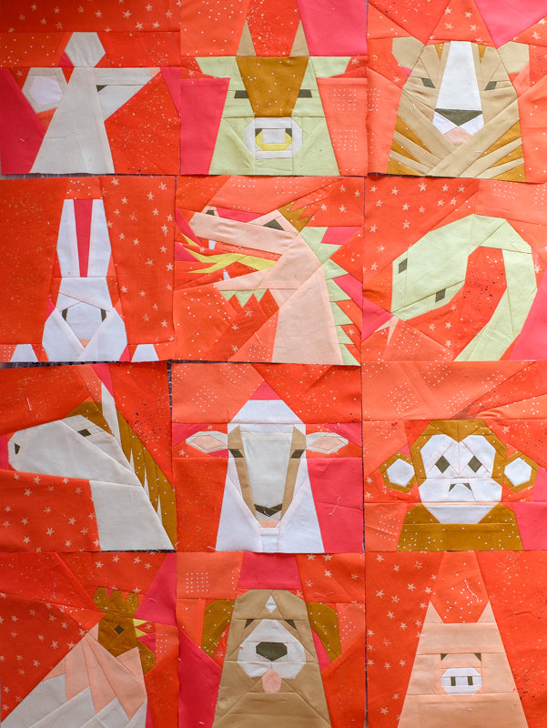 The Weekend Quilter x Happy Sew Lucky Lunar Zodiac Quilt Pattern Pieced Animal Blocks