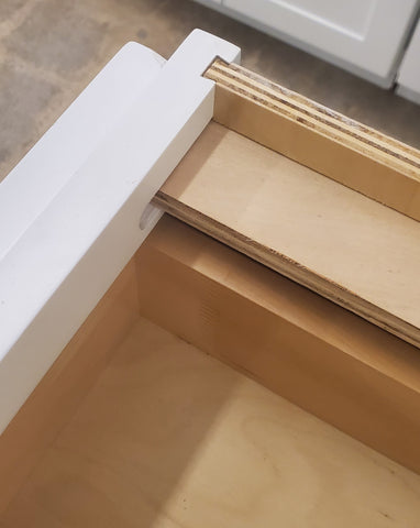 French Cleat connection for side to face frame with plywood side band.