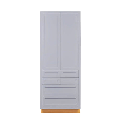 Pantry Drawer Cabinet Light Gray Inset Shaker Cabinets - 36" Wide 93" Tall PDC3693 - Six(6) Drawers