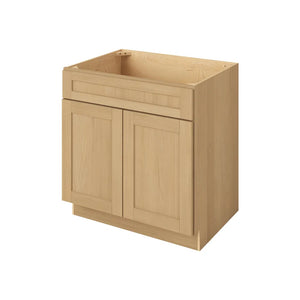 Base Cabinet - Two Doors 24", 27", 30", 33 & 36" Wide Sandstone Birch Shaker 1-1/4" Overlay - RTA Wholesalers