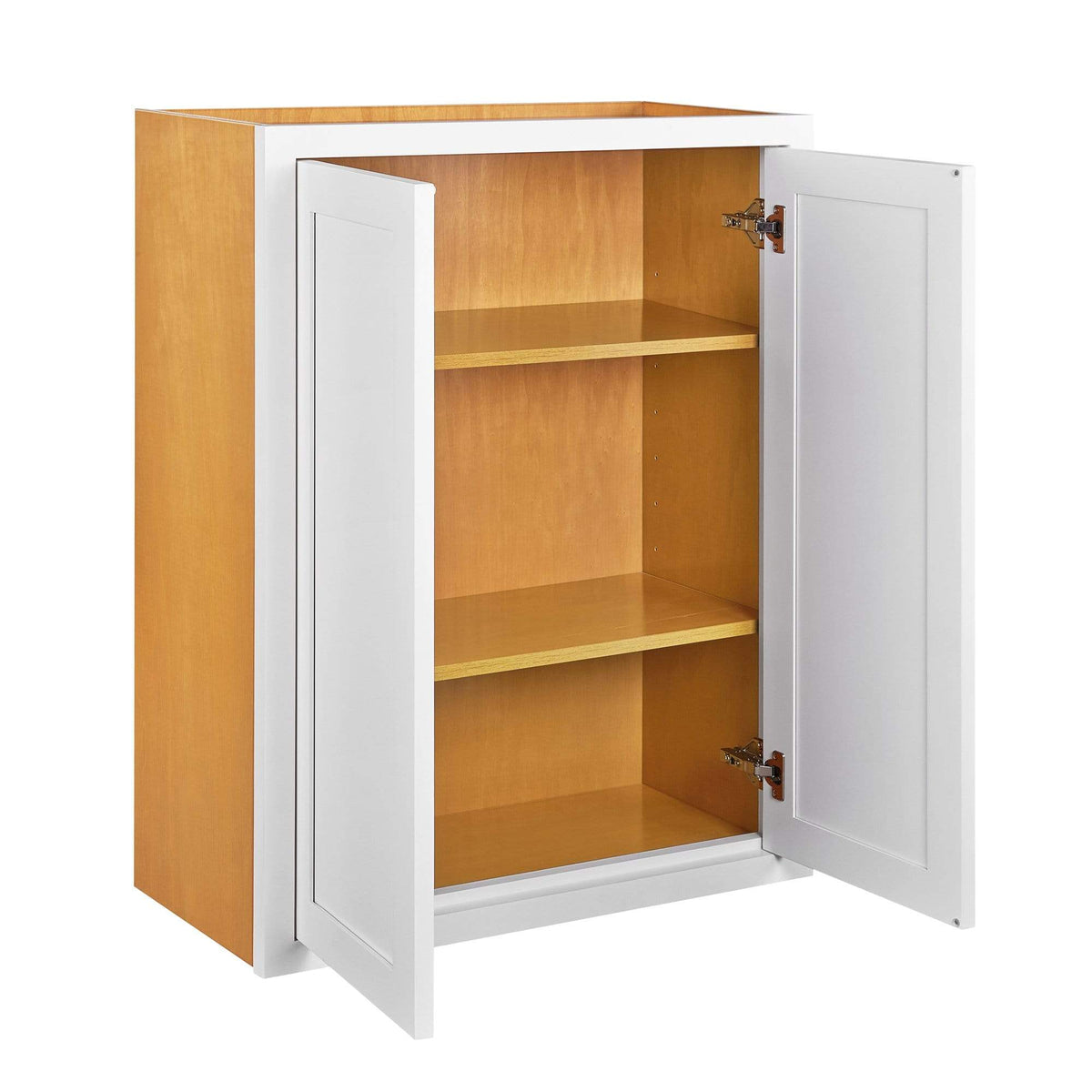 30 Tall Snow White Inset Shaker Wall Cabinet Double Door 24 27 30 33 36 Rta Wholesalers
