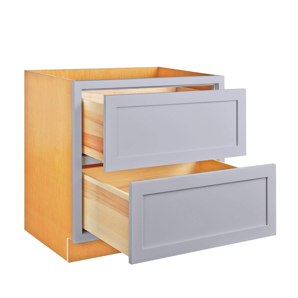 Light Gray Shaker Inset Drawer Base Two Drawers 36"