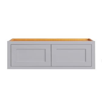 Wall Cabinet 36" Wide 24" Deep Light Gray Inset Shaker Refrigerator Wall Cabinet - Double Door 12", 15", 18", 21" & 24" Tall D2W361224 Inset Kitchen Cabinets