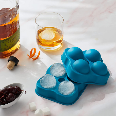 Ice Cube Trays, Silicone Sphere Ice Cube Mold With Lid & Large Square Ice  Tray, Melt Slowly And Less Dilution, For Whiskey, Cocktails And Homemade  Freezer - Easy Release, Kitchen Tools, Back