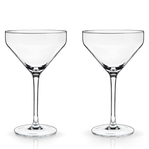 Meridian Rippled-Crystal Gold-Rim Martini Glasses by VISKI (Set of