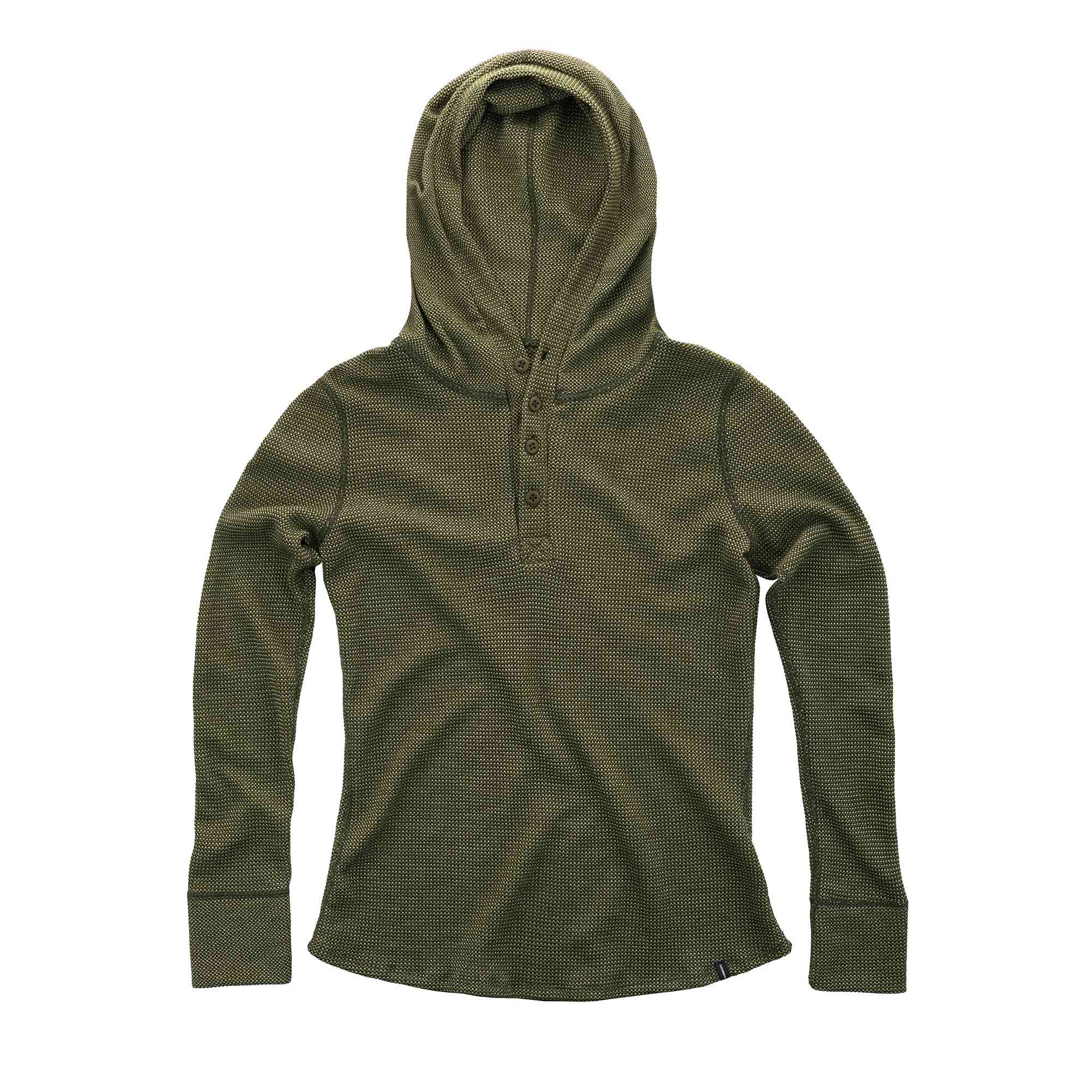 Women's Merino Wool Hoody , Polaris Hooded Henley , Duckworth , Spruce , S  Rewards - Monetha