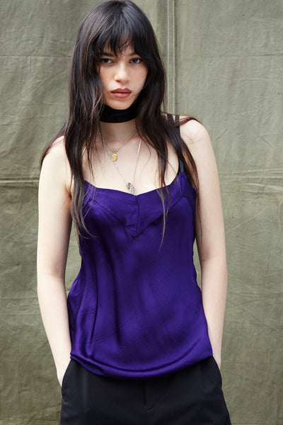 Zambesi Vanity Singlet is cut on the bias with adjustable straps, crafted in easy to care for viscose and stunning in bright violet.  100% Viscose Made in New Zealand
