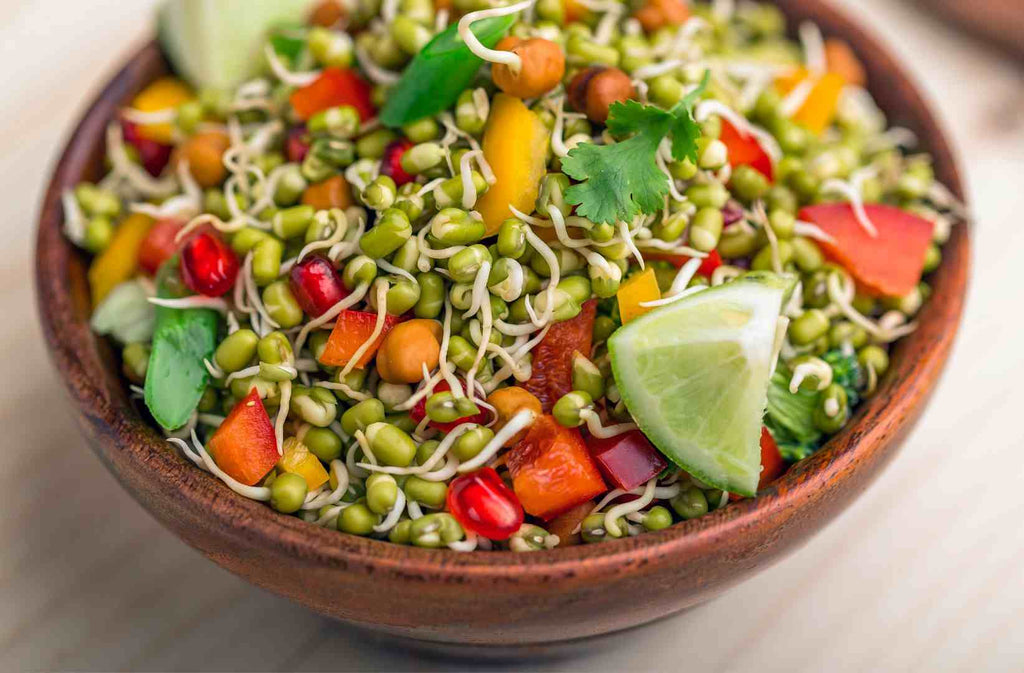 bowl of salads with sprouts