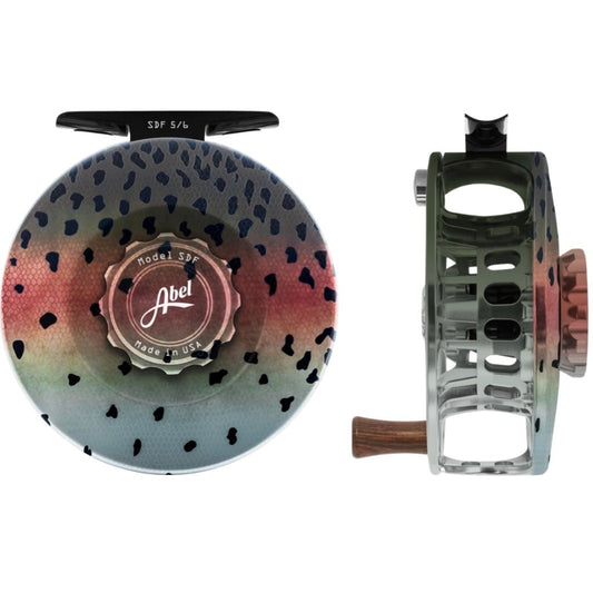 Abel SDF Fly Reel Solid-Satin Olive-Wild Trout-Under Mayfly 6/7WT