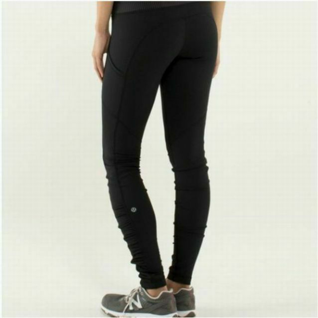 LULULEMON ATHLETICA RUN Tempo Crop Leggings Ruched Side Black Stretch Size 6  $22.99 - PicClick