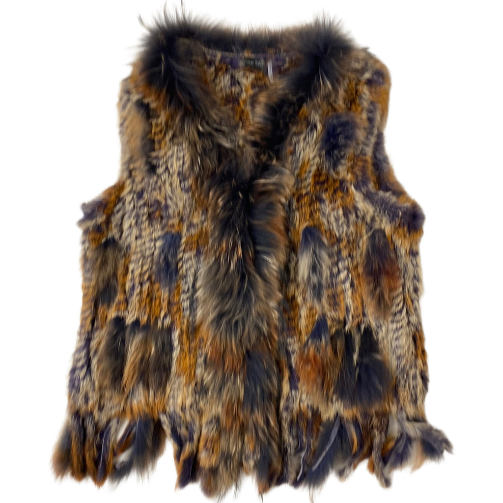 525 America Luxe Natural Rabbit Fur Vest Sz-M