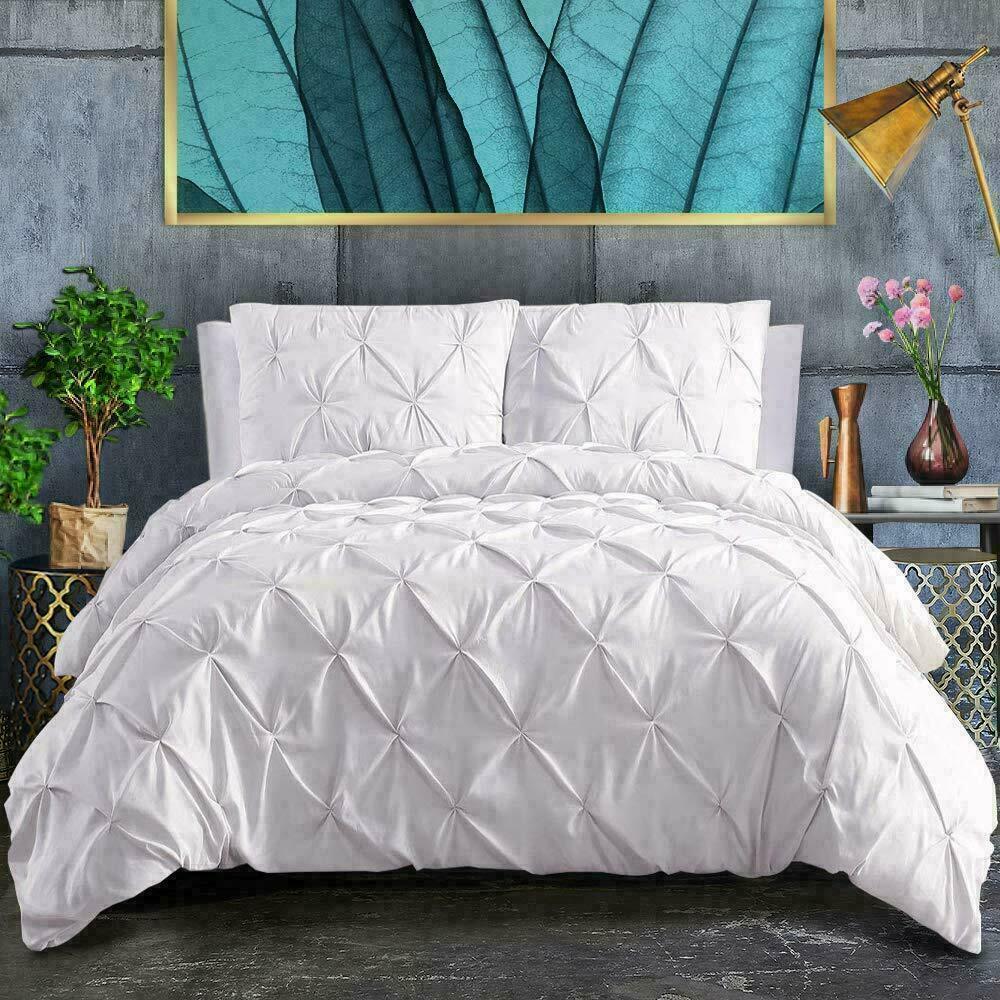 Pin Tuck Duvet Set With Pillowcases 100 Cotton Quilt Covers Set