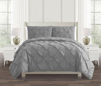 Silver Grey Pin Tuck Duvet Cover 100 Cotton Quilt Covers Bedding