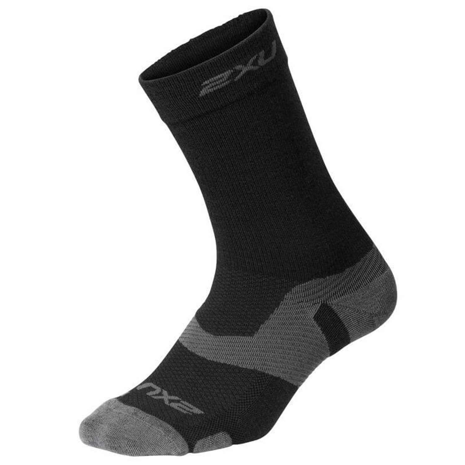 2XU Vectr Merino Light Cushion Crew Socks - Advanced Plantar Fascia (Black)