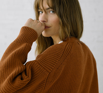 Womens Sweater | Shelter Cardigan Burnt Sienna