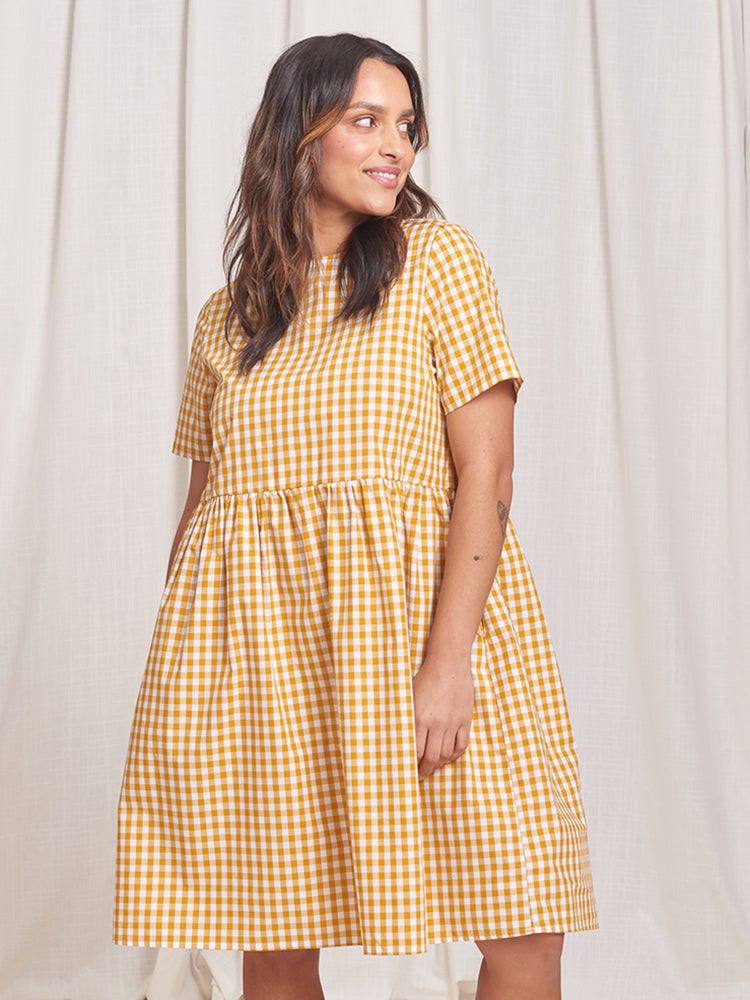 Image of Nico Dress 2.0 Gingham Marigold