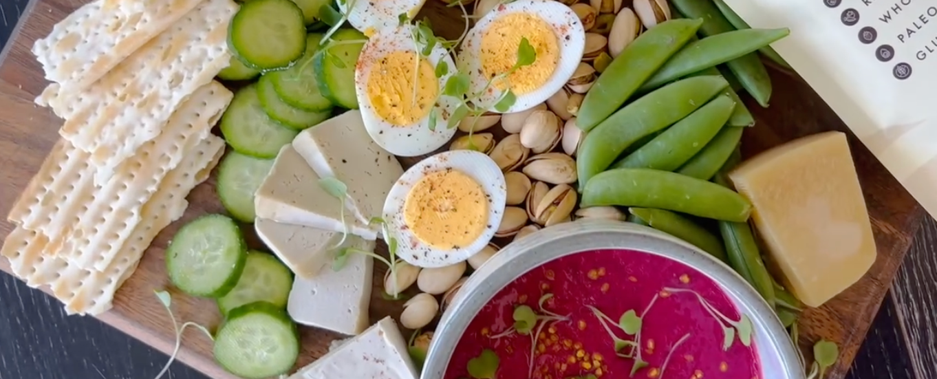 Matzah + Beet Hummus Appetizer Board