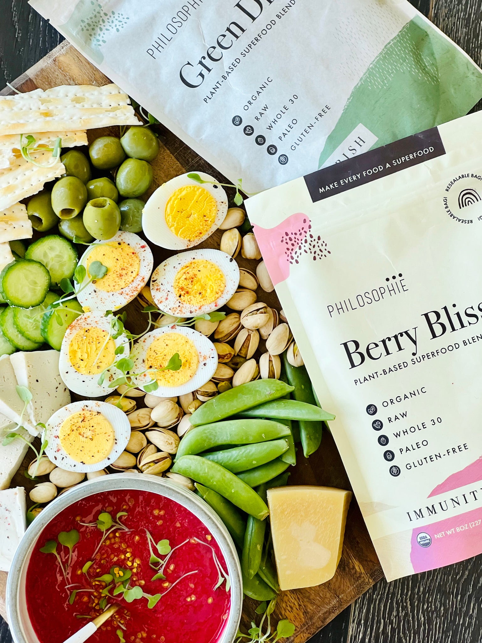 Matzah + Beet Hummus Board