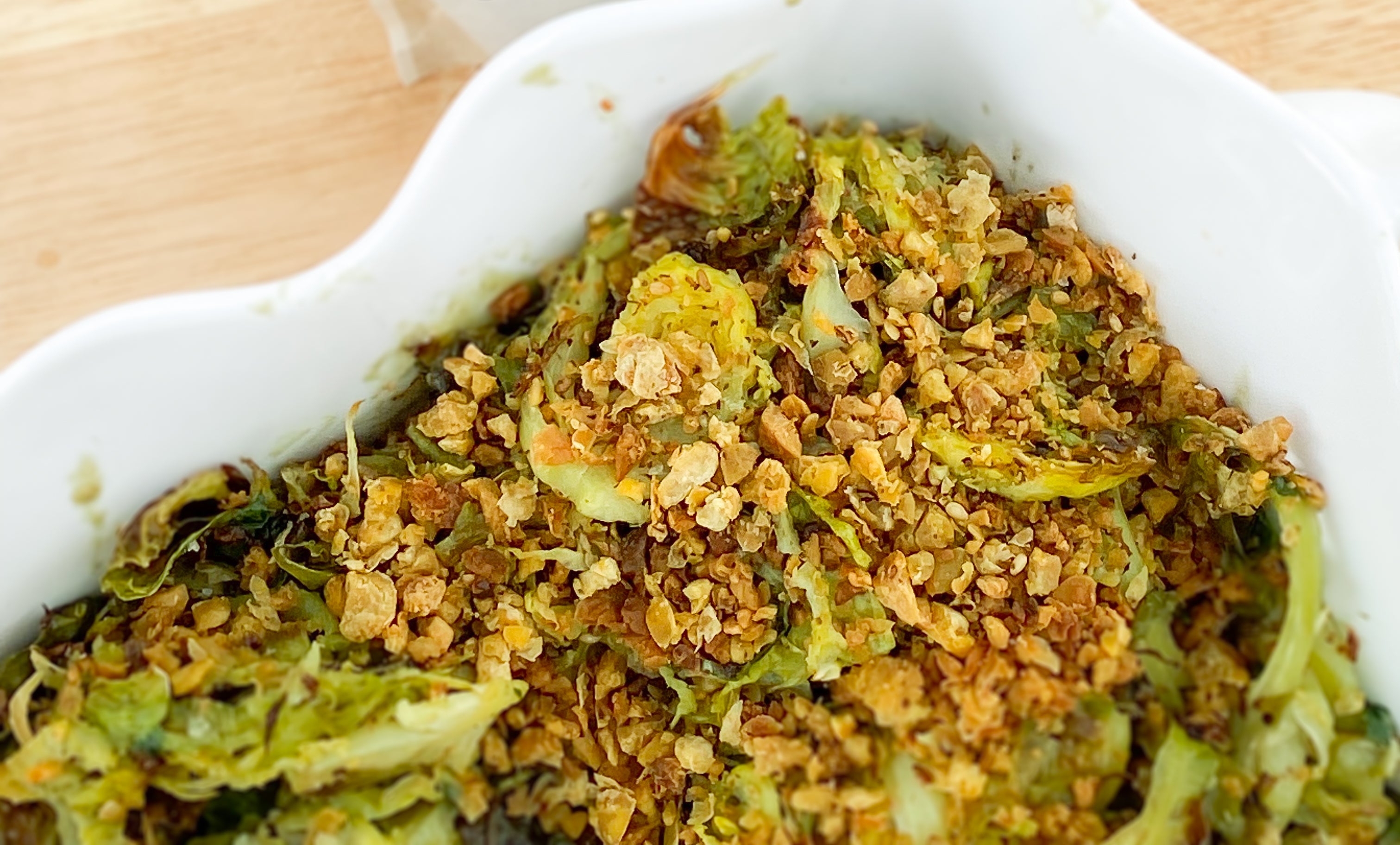 Baked Brussels Salad with Green Superfood Dressing