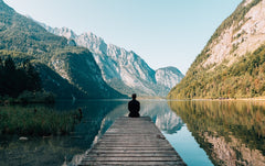 man relaxing in nature