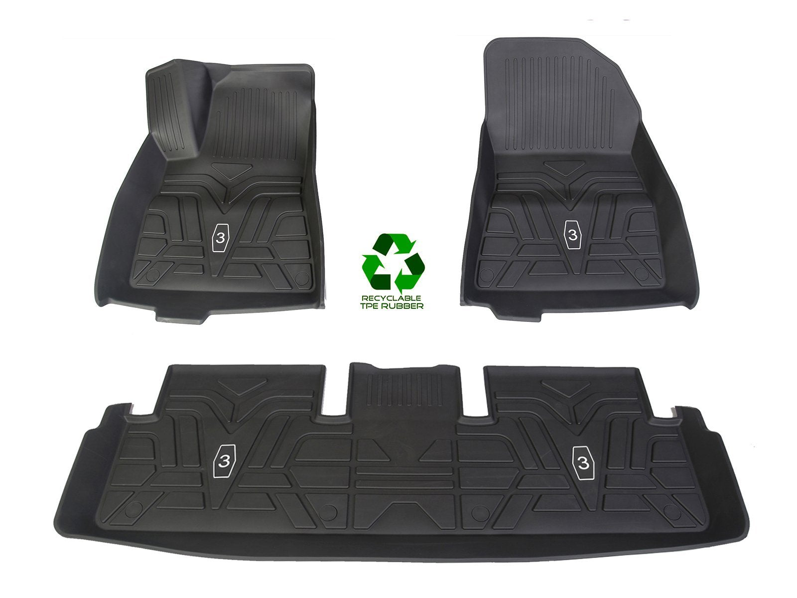 Tesla Model 3: All-Weather Interior Floor Mats (Premium Recyclable