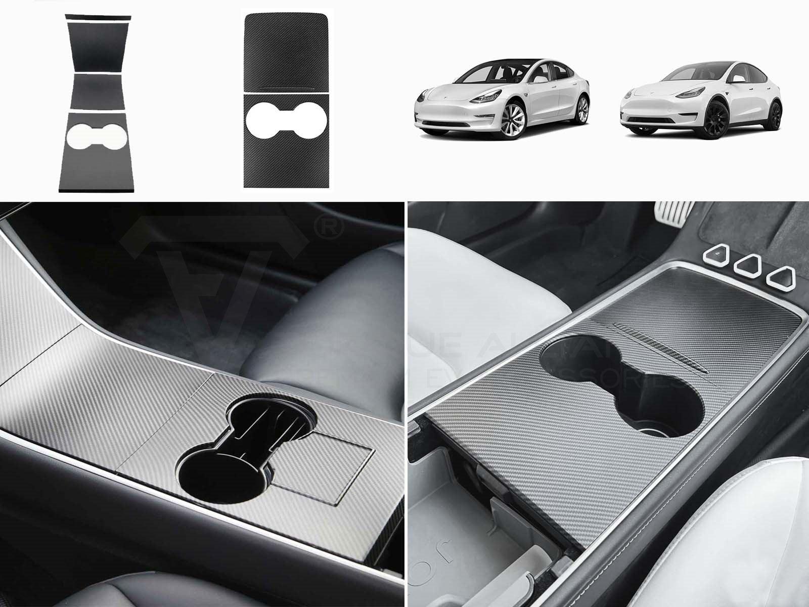 Real Carbon Fiber Middle Console Cover Set- for Tesla Model 3