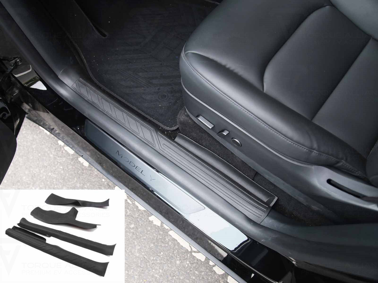 NOPNOG für Tesla Model Y, Auto Hinteren Kofferraum Schweller  Schutzabdeckung, Hintere Stoßstange Fußplatte, Edelstahl, 2 Stück/Set :  : Auto & Motorrad