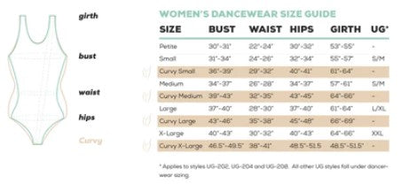 So Danca Adult Leotard Size Chart