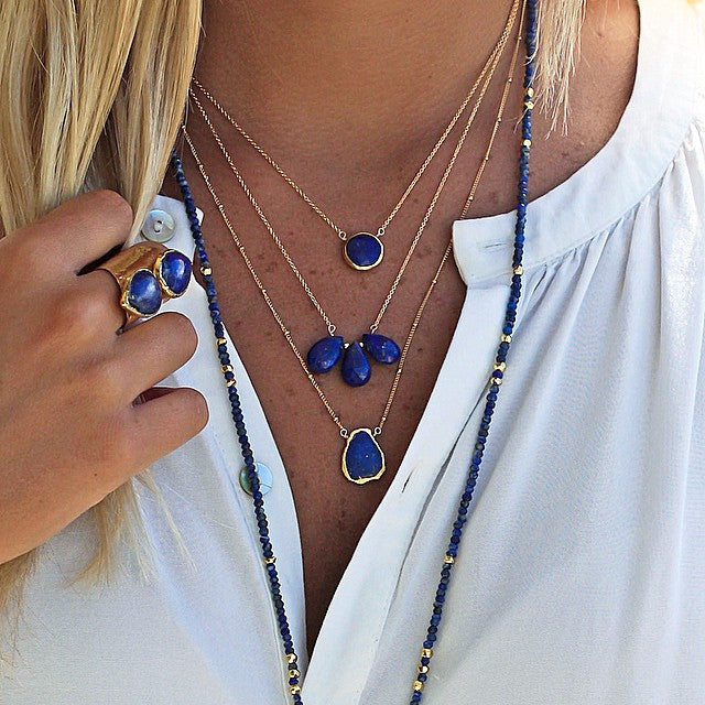 blue lapis lazuli TRIO drop necklace