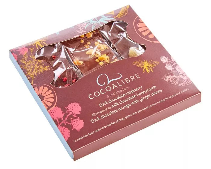 Cocoa Libre Triple Delight - Vegan, Dairy-Free, Nut-Free, Gluten-Free Mini Chocolate Bars - Raspberry, Honeycomb, Orange & Ginger, 120g-image-3