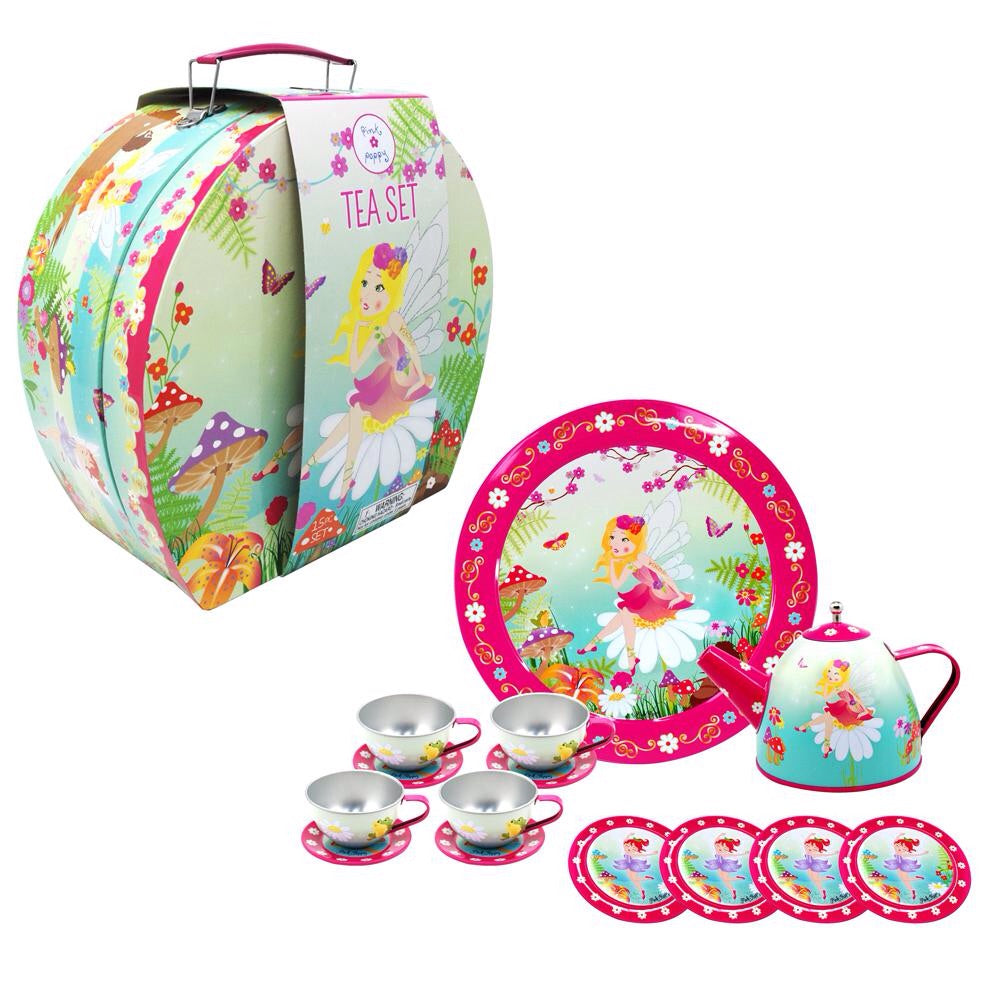 tin tea set with case