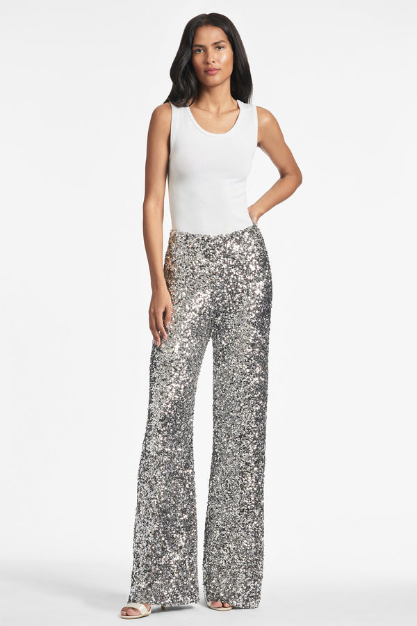 Sequin Relaxed Trouser in Black | LAPOINTE