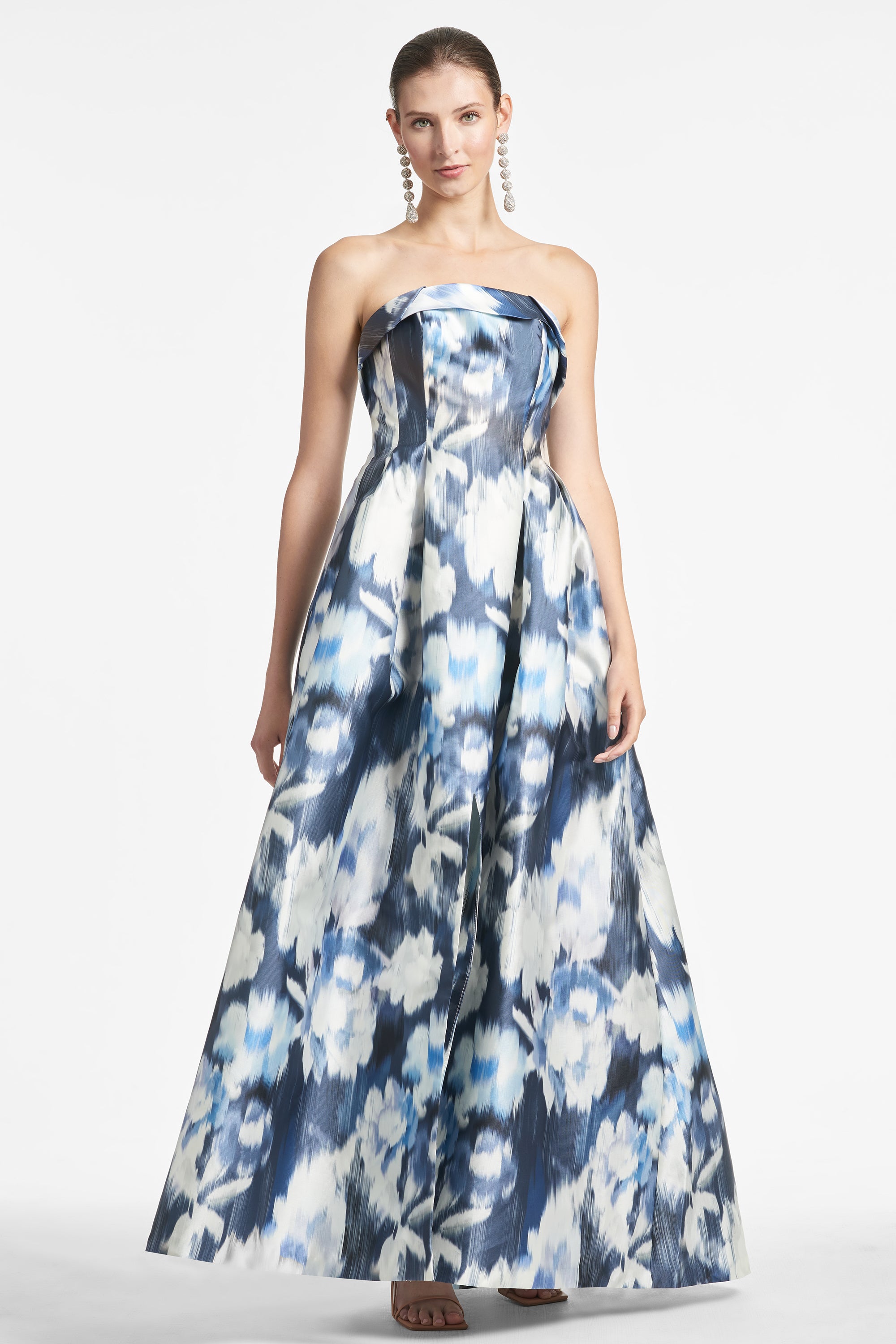 Brielle Gown - Blue Ikat Floral – Sachin & Babi