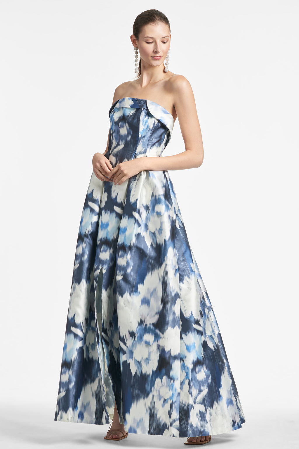 Brielle Gown - Blue Ikat Floral – Sachin & Babi