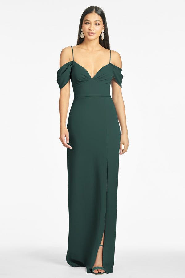 Paulina 4-Way Stretch Crepe Gown in Emerald - Sachin & Babi