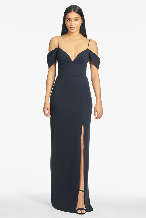 Tadashi Shoji Embroidered-Bodice Crepe Gown | Bloomingdale's
