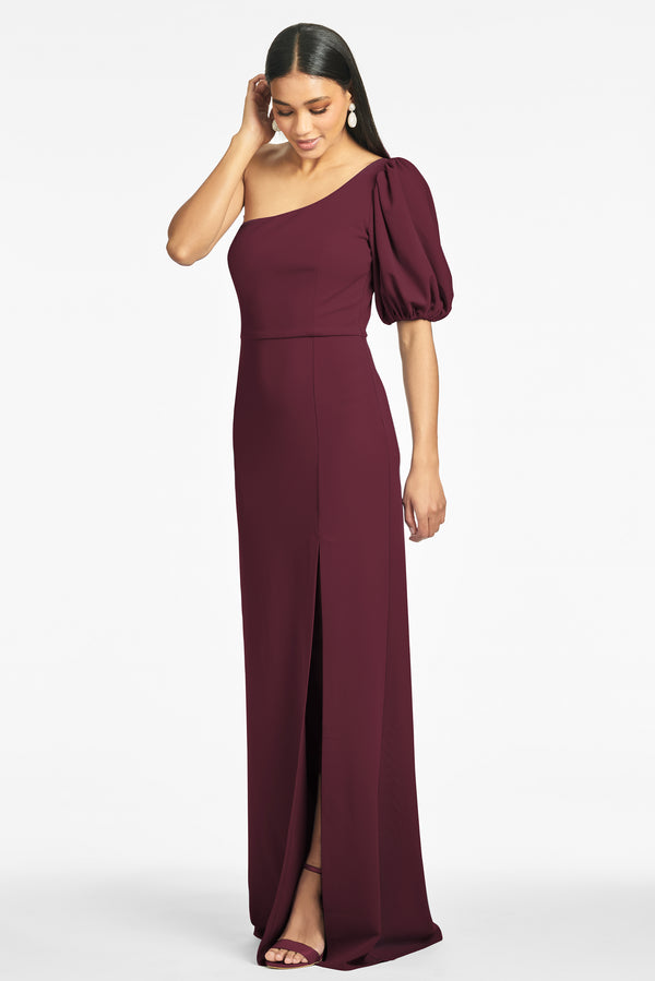 SOLACE LONDON Elisa one-sleeve crepe gown | NET-A-PORTER