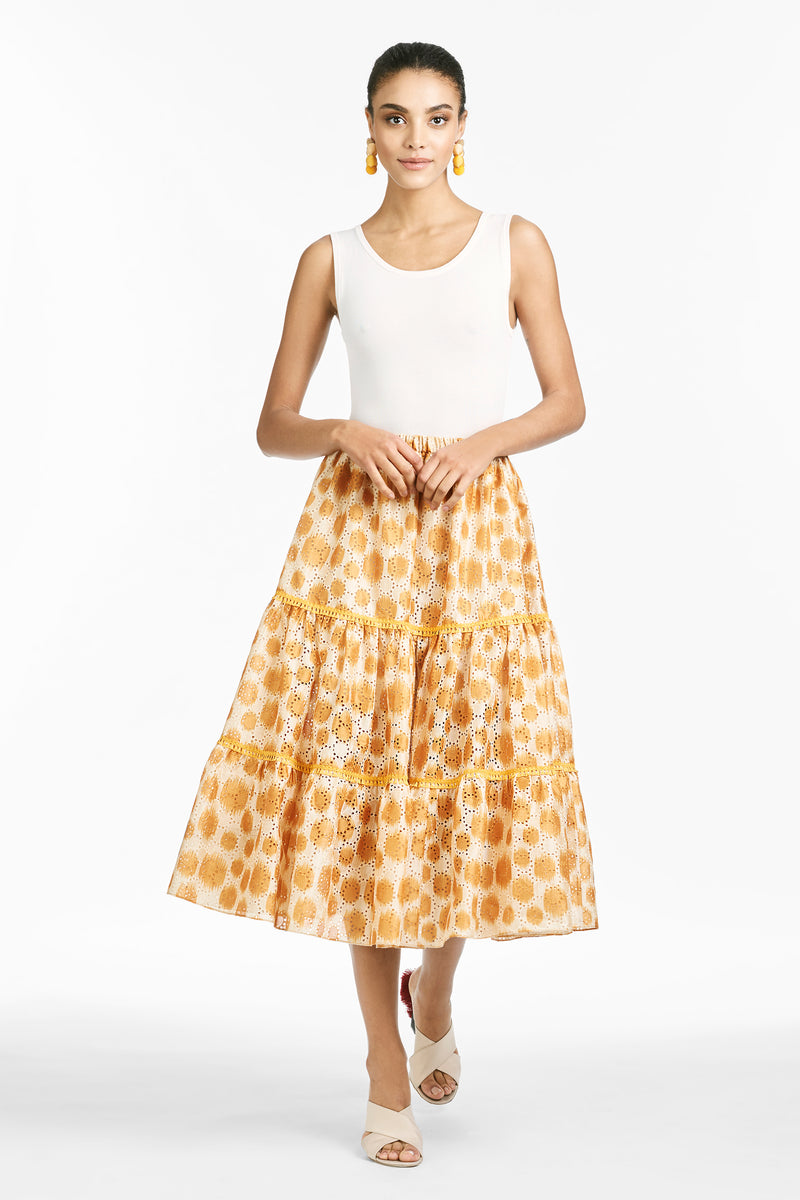 Sachin \u0026 Babi Brianna Skirt - Mustard Polka Dot Ikat - Size XL