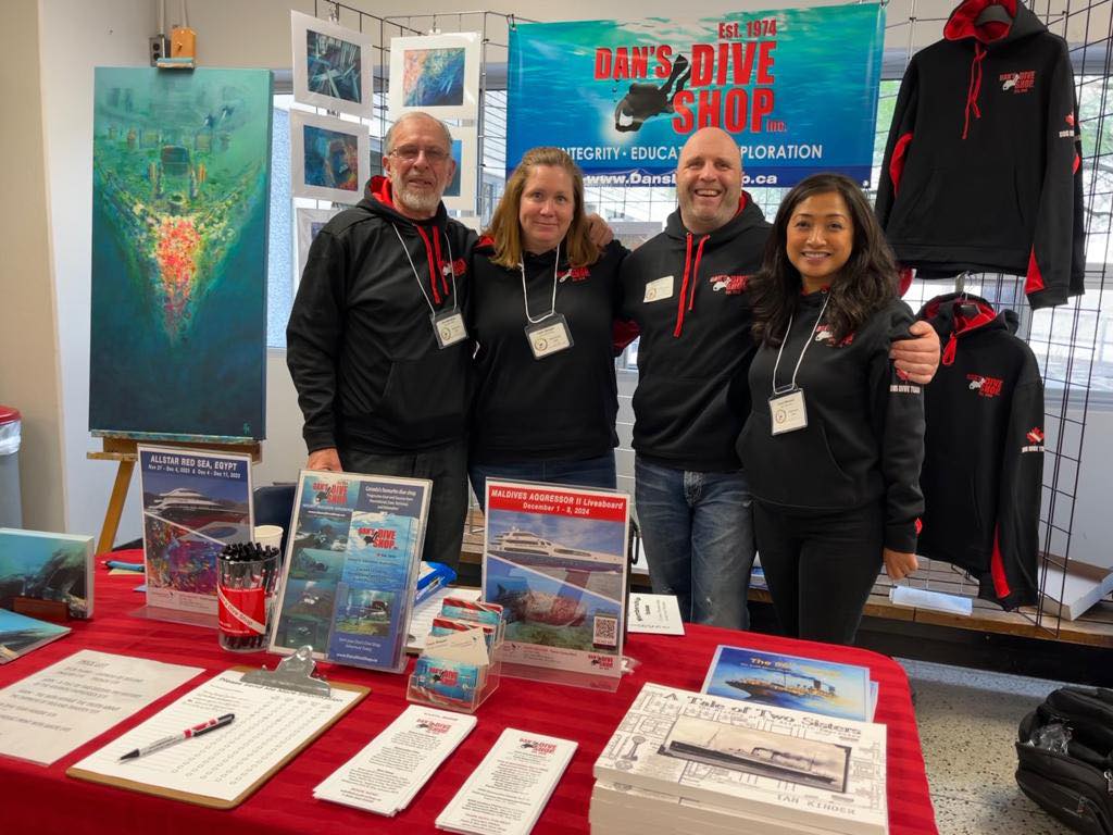 Dan's Dive shop booth at Shipwrecks symposium 2023