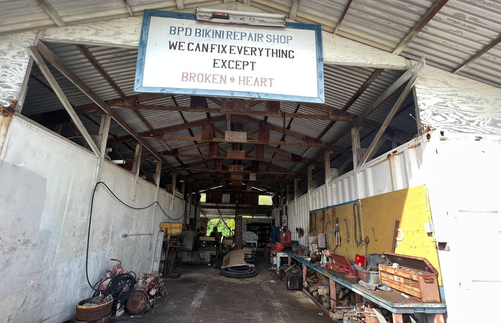 Abandoned repair shop on Bikini Island