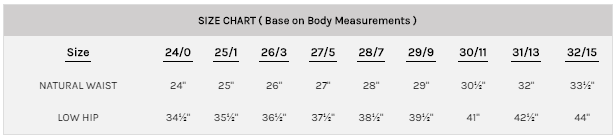 Size chart