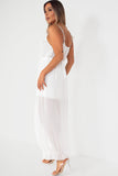 Ange White Chiffon Frill Detail Dress