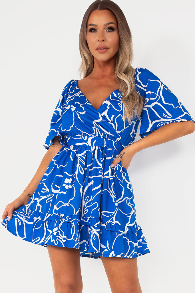 Harlem Blue Print Belted Dress