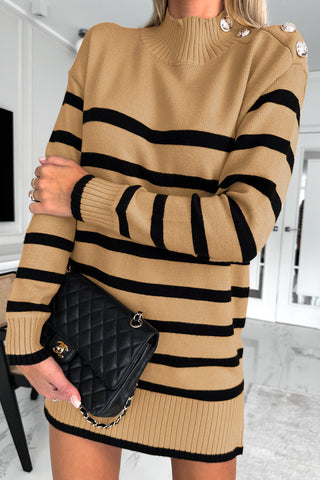 Jennie Camel Striped Jumper Dress