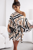 Sophia Black and White Scarf Print Belted Dress