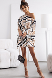 Sophia Black and White Scarf Print Belted Dress