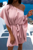 Sophia Blush Batwing Belted Mini Dress